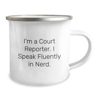 Load image into Gallery viewer, Funny Court Reporter Gifts for Him - Court Reporter Christmas Unique Mugs, Camping Mug for Men from Friends, Court Reporter Coffee Mug with Quirky Humor 'I Speak Fluently In genius.' - Image 2