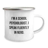Load image into Gallery viewer, Funny School Psychologist Gifts from Friends, Men, or Family - Christmas Unique Mugs for School Psychologists, genius Humor Quote, Camping Mug, 12 oz, Stainless Steel, Enamel Finish - Image 2