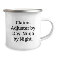 Load image into Gallery viewer, Funny Claims Adjuster Gifts for Men, Unique Camping Mugs, Graduation Unique Gifts from Friends, 'Claims Adjuster By Day. Ninja By Night.' - Image 2
