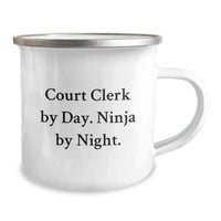 Load image into Gallery viewer, Funny Court Clerk Gifts from Friends for Court Clerk Graduation Unique Mugs for Camping by Day Ninja by Night - Image 2