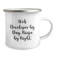 Load image into Gallery viewer, Web Developer Gifts Funny Quote by Day Ninja by Night 12 oz Stainless Steel Camping Mug for Christmas Unique Gifts from Friends - Image 2