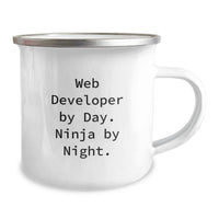 Load image into Gallery viewer, Funny Web Developer Gifts from Friends for Men Web Developer By Day Ninja By Night Camping Mug - Image 2