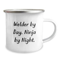 Load image into Gallery viewer, Welder Gifts for Him, Funny 'Welder By Day. Ninja By Night.' Camping Mug, Unique Christmas Unique Gifts from Friends, Men, Coworkers, Family - Image 2