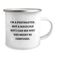 Load image into Gallery viewer, Funny Postmaster Gifts from Friends or Family, Graduation Unique Gifts for Postmaster, Camping Mug for Postmaster Not a Magician - Image 2