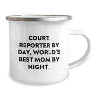 Load image into Gallery viewer, Funny Court Reporter Gifts from Mom, World's Best Mom By Day, Christmas Unique Mugs for Court Reporter, Men, Women, Friends, Coworkers, Family, Camping Mug - Image 2