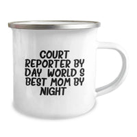 Load image into Gallery viewer, Funny Court Reporter Gifts from Mom, Unique Camping Mugs for Court Reporter Friends, World's Best Mom Quote Christmas Unique Gifts - Image 2