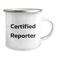 Load image into Gallery viewer, Funny Reporter Gifts for Men, Camping Mug with 'Certified Reporter' Quote, Christmas Unique Gifts from Friends to Family - Image 2