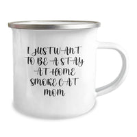 Load image into Gallery viewer, Funny Smoke Cat Mom Gifts, I Just Want To Be A Stay At Home Smoke Cat Mom Camping Mug for Birthday, Gifts from Family to Friends - Image 2
