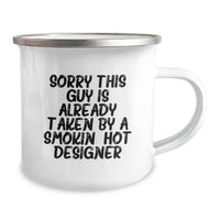 Load image into Gallery viewer, Funny Birthday Unique Gifts for Designer Enthusiasts - Unique Camping Mug for Smokin' Hot Designers, Gifts from Men to Women, Birthday Unique Gifts for Friends - Image 2