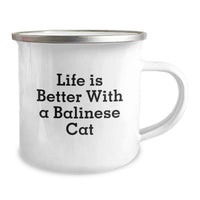 Load image into Gallery viewer, Unique Gifts from Men for Balinese Cat Lovers on Birthday with Funny Quote Camping Mug-12 oz Stainless Steel - Image 2