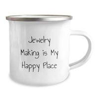 Load image into Gallery viewer, Jewelry Making Gifts for Her, Funny Camping Mug for Graduation, Gifts from Friends - &#39;Jewelry Making Is My Happy Place&#39; Quote - Image 2

