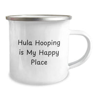 Load image into Gallery viewer, Hula Hooping Gifts from Friends for Hula Hooping Enthusiasts Graduation Unique Gifts - &#39;Hula Hooping Is My Happy Place&#39; Camping Mug, 12 oz Stainless Steel Enamel Finish - Image 2

