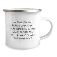 Load image into Gallery viewer, Bonus Dad Christmas Camping Mug - Funny Quote Gifts for Men, Unique Holiday Present from Family, Friends or Coworkers, Enamel Stainless Steel, 12 oz Capacity - Image 2
