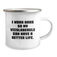 Load image into Gallery viewer, Vizsla Dog Lovers Camping Mug, Funny Quote Gifts from Friends to Family, 12 oz Stainless Steel with Enamel Finish - Image 2
