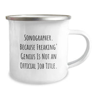 Load image into Gallery viewer, Sonographer Gifts from Friends - &#39;Freaking&#39; genius Mug for Birthday, Perfect for Camping - 12 oz Stainless Steel with Enamel Finish - Image 2
