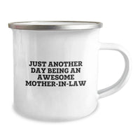Load image into Gallery viewer, Funny Mom-in-law Christmas Camping Mug Gifts from Family, Just Another Day Being An Awesome Mom-in-law, 12 oz Stainless Steel Mug - Image 2
