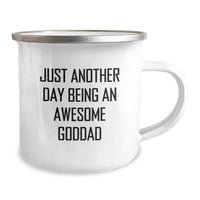 Load image into Gallery viewer, Funny Goddad Gifts, Camping Mug for Him, Christmas Unique Presents, &#39;Just Another Day Being An Awesome Goddad&#39; Quote, Gifts from Dad to Son - Image 2
