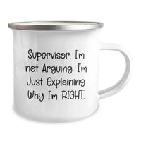 Load image into Gallery viewer, Funny Supervisor Gifts, Christmas Unique Mugs for Men, Women, and Coworkers, &#39;Supervisor. I&#39;m Not Arguing. I&#39;m Just Explaining Why I&#39;m Right.&#39; - Stainless Steel Camping Mug - Image 2
