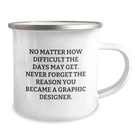 Load image into Gallery viewer, Funny Graphic Designer Gifts from Friends and Family for Christmas Unique Camping Mug - &#39;No Matter How Difficult The Days May Get.&#39; - Image 2
