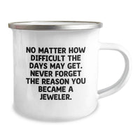 Load image into Gallery viewer, Funny Inspirational Gifts from Jeweler Friends for Mother's Day Camping Mug - Never Forget the Reason You Became a Jeweler - 12 oz Stainless Steel Enamel Finish - Image 2