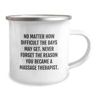 Load image into Gallery viewer, Inspirational Massage Therapist Gifts from Family for Camping Mug - Never Forget Why You Became One, Funny Quote for Dad on Father's Day Unique Gift for Massage Therapist - Image 2