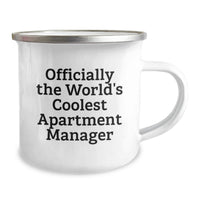 Load image into Gallery viewer, Funny Apartment Manager Birthday Unique Gifts from Men - Officially World's Coolest Apartment Manager Enamel Camping Mug, 12 oz Stainless Steel - Image 2