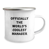 Load image into Gallery viewer, Funny Gifts from Men for the Officially World's Coolest Manager, Perfect Camping Mug for Outdoor Adventures, Unique Mother's Day Unique Gifts - Image 2