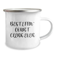 Load image into Gallery viewer, Funny Court Clerk Gifts from Friends, Christmas Unique Court Clerk Mugs for Camping Lover, Best Effin&#39; Court Clerk Ever Mug - Image 2

