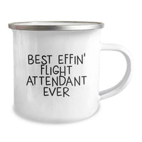 Load image into Gallery viewer, Funny Flight Attendant Gifts from Friends, Unique Valentine's Unique Gifts for Flight Attendant, Best Effin' Flight Attendant Ever Camping Mug - Image 2