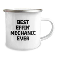 Load image into Gallery viewer, Funny Mechanic Gifts for Men - Best Effin' Mechanic Ever Camping Mug, Mother's Day Unique Gifts from Men, 12 oz Stainless Steel Enamel Finish - Image 2