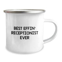 Load image into Gallery viewer, Funny Gifts for Receptionist, Best Effin' Receptionist Ever Enamel Camping Mug, Gifts from Men to Receptionist on Mother's Day - Image 2