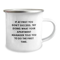 Load image into Gallery viewer, Funny Apartment Manager Gifts for Men - If At First You Don't Succeed, Gifts from Friends for Apartment Manager, 12 oz Stainless Steel Camping Mug - Image 2
