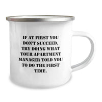 Load image into Gallery viewer, Funny Gifts from Apartment Manager to Dad, 12 oz Stainless Steel Camping Mug, If At First You Don't Succeed - Unique Father's Day Apartment Manager Gifts for Men - Image 2