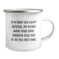 Load image into Gallery viewer, Funny Oral Surgeon Gifts from Friends for Dad's Unique Camping Mug, 12 oz Stainless Steel - Image 2