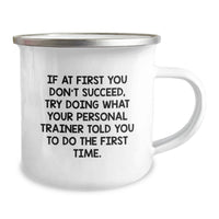 Load image into Gallery viewer, Funny Personal Trainer Mug Gifts from Friends for Graduation, Perfect Motivational Quote for Personal Trainers, Stainless Steel Camping Cup with Enamel Finish - Image 2