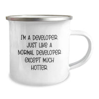 Load image into Gallery viewer, Developer Gifts: Funny Quote Mug, Gifts from Friends, Perfect Graduation Gifts for Developers, 12 oz Stainless Steel Enamel Camping Mug, Inspirational Quote for Men and Women - Image 2
