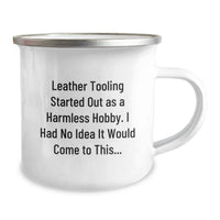 Load image into Gallery viewer, Leather Tooling Enthusiast's Camping Mug Gifts from Friends to Graduation Unique Gift - Image 2