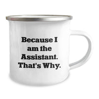Load image into Gallery viewer, Gifts from Friends for Assistant Graduation Unique Mugs Funny Quotes Because I Am The Assistant That's Why Camping Mug 12 oz Stainless Steel - Image 2