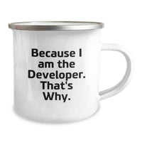 Load image into Gallery viewer, Funny Developer Gifts for Him, Funny Camping Mug with Because I Am The Developer, That's Why, Unique Graduation Gifts for Men from Family - Image 2