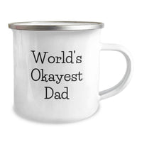 Load image into Gallery viewer, Funny Dad Gifts from Family for Men, 'World's Okayest Dad' Camping Mug, Unique Graduation Gift for Dads, Stainless Steel with Enamel Finish - Image 2