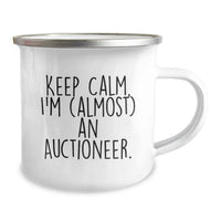 Load image into Gallery viewer, Funny Auctioneer Gifts for Friends, Valentine's Unique Auctioneer Mugs, Camping Mugs with 'Keep Calm, I'm (almost) An Auctioneer', Gifts from Men, Women, Family to Auctioneer, Men, Women - Image 2