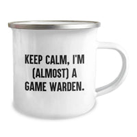 Load image into Gallery viewer, Funny Game Warden Gifts for Men, Keep Calm I'm (almost) A Game Warden Camping Mug, Graduation Unique Gifts from Friends - Image 2
