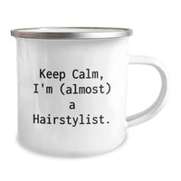 Load image into Gallery viewer, Hairstylist Camping Mug Keep Calm, I'm (Almost) A Gift for Friends - Image 2