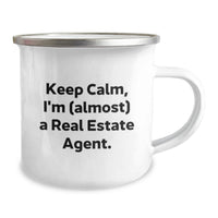 Load image into Gallery viewer, Funny Real Estate Agent Gifts for Graduation - 'I'm (almost) A Real Estate Agent' Camping Mug for Men, Women, Coworkers, or Family - Image 2