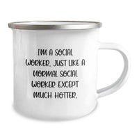 Load image into Gallery viewer, Funny Social Worker Gifts for Camping Mug, &#39;I&#39;m A Social Worker&#39; Quote, Graduation Unique Gifts from Friends to Coworkers, 12 oz Stainless Steel Mug - Image 2
