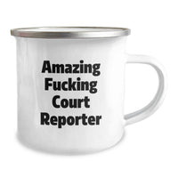 Load image into Gallery viewer, Funny Quotes Gifts from Friends for Court Reporter Graduation Unique Camping Mug - 12 oz Stainless Steel with Enamel Finish - Image 2