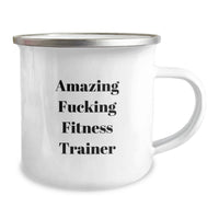 Load image into Gallery viewer, Funny Fitness Trainer Gifts for Men Graduation Unique Mugs from Friends, Amazing F--king Fitness Trainer Stainless Steel Enamel Finish, Perfect for Fitness Trainer Lover, Camping Mug - Image 2