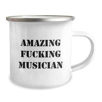 Load image into Gallery viewer, Funny Musician Gifts for Men - Amazing F--king Musician Stainless Steel Camping Mug with Enamel Finish, Perfect for Musician Graduation Unique Gifts from Friends - Image 2