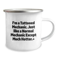 Load image into Gallery viewer, Funny Mechanic Gifts for Men - 'I'm A Tattooed Mechanic' Camping Mug, Perfect for Graduation Unique Gifts from Friends to Family - Image 2