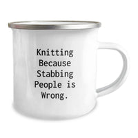 Load image into Gallery viewer, Knitting Enthusiasts&#39; Delight, Funny Camping Mug for Knitting Birthday Unique Gifts from Friends, Gifts for Knitting Lovers - Image 2
